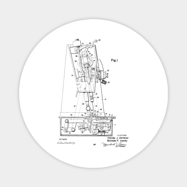 Chain Stitch for Lock Stitch Sewing Machine Vintage Patent Hand Drawing Magnet by TheYoungDesigns